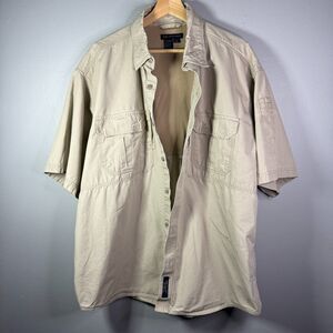 5.11 Tactical Series Beige Cotton Short Sleeve Shirt XL Safari Mesh Vent Pockets